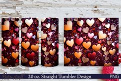Sparkling Hearts Tumbler Wrap | 20 oz. | Love Design PNG Product Image 1