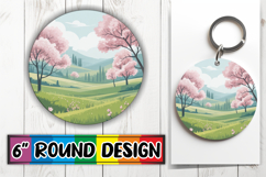 Whimsical Keychain Circle Sublimation, Spring Product Image 1