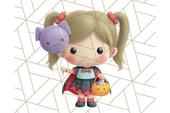 Kawaii Halloween Clipart Cute Kids and Candy Elements Png Product Image 2
