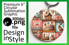 Artful Round Design for Keychains , Patchwork Product Image 1
