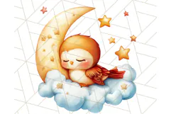 Sleeping Baby Animals PNG, Moon and Stars Nursery Clipart Product Image 2