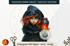 Dark Autumn Fantasy Clipart PNG for RPG Obsidian Ember Grove Product Image 1