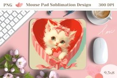 Cute Kitten Mouse Pad Design, Vintage Mousepad Sublimation Product Image 1