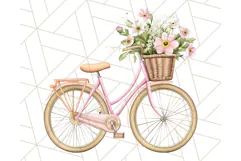 Bicycle with Flowers PNG, Pastel Spring Floral Bike Clipart Product Image 2
