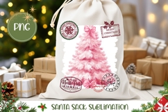 Pink Christmas Tree Santa Sack, Merry Christmas Bag Product Image 1