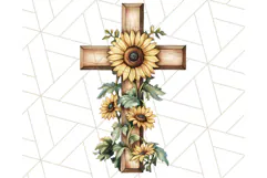 Faith Cross PNG with Flowers, Watercolor Religious Art Print Product Image 2