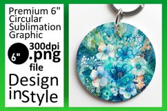 Floral Circle Round Keychain Design Sublimation PNG Product Image 1
