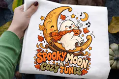 Spooky Moon and Cozy Tunes Halloween Ghost Sublimation Product Image 1