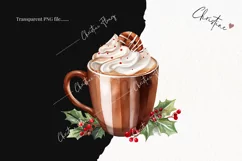 Watercolor Hot Cocoa Clipart | Watercolor Christmas PNG Product Image 2