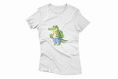 Cute Crocodile with Backpack Reading a Book Watercolor PNG Product Image 4