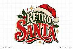 Retro Santa PNG - Vintage Santa Hat Christmas Typography Product Image 3