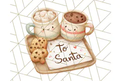 Santa’s Pajama Day Clipart, Cute Christmas Bedtime PNG Product Image 2