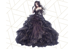 Victorian Gothic Wedding Dress PNG, Dark Bridal Clipart Product Image 2