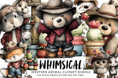 Whimsical Western Animal Clipart Bundle | Cute Cowboy &amp; Farm Product Image 1