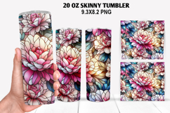 Flower Skinny Tumbler 20oz Wrap Design, Flowers Tumble PNG Product Image 1