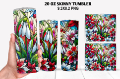 Florals Skinny Tumbler 20oz Wrap Design, Winter Tumbler PNG Product Image 1