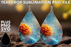 Joyful Teardrop Earrings Magic PNG, 3D Flower Product Image 1