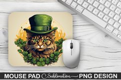 St. Patrick&#039;s Day Cat Sublimation Mouse Pad Design Product Image 1