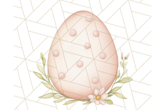 Pastel Pink Easter Bunny Egg and Flowers Clipart PNG Product Image 5
