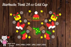 Deer with Snowflakes svg, Full Wrap Venti Cold Cup 24 oz Product Image 3