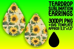 Radiant Floral Sublimation Teardrop Earring Design PNG Product Image 1