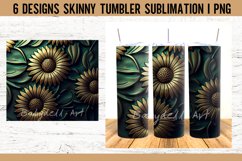 Tooled Leather Sunflower DarkGreen Tumbler Sublimation Desi Product Image 5