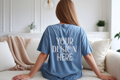 Blue jean Comfort Colors C1717 Shirt Mockup, CC 1717 T-shirt Product Image 1