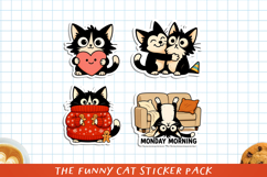 Cute &amp; Funny Cat Printable Stickers, PNG. Product Image 1