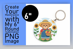 Elegant Keychain Circle PNG Artwork , Cute Bear Product Image 1