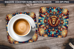 Lion Coaster Sublimation, 4th Of July Coaster PNG Design Product Image 1