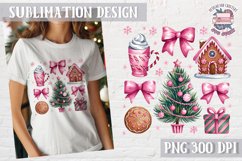 Christmas Coquette Bow PNG Holidays Funny Watercolor Product Image 1