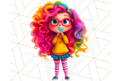 Cute Girl Clipart PNG, Playful Character Illustration Product Image 2