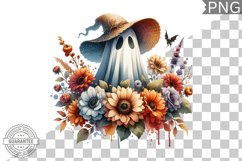 Halloween Ghost And Flowers Sublimation - Halloween Clipart Product Image 1
