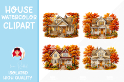 4 Cozy Watercolor House Clipart Product Image 1