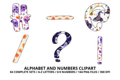 Halloween Alphabet Clipart PNG, watercolor letters doodle Product Image 6