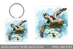 Turtle Keychain Sublimation. Sea Turtle Keychain Design Product Image 1