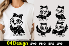 Cute Nerd Owl SVG PNG Product Image 1