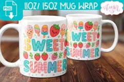 Sweet Summer mug wrap PNG sublimation, Cute summer mug png Product Image 1