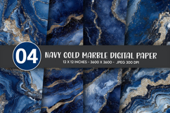 Navy Gold Marble Digital Paper Product Image 1