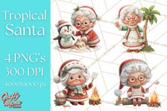 Tropical Santa Clipart Beach Christmas Clip Art Holiday PNG Product Image 1
