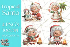 Tropical Santa Clipart Beach Christmas Clip Art Holiday PNG Product Image 1