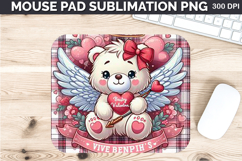 Watercolor Bear Mouse Pad Sublimation - Valentines PNG Product Image 1