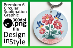 Sophisticated Round Design Keychain Template , Birds Product Image 1