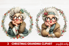 Christmas Grandma Clipart | Cute Holiday Granny PNG Illustra Product Image 1