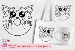 Outline donut cat SVG cut file Kawaii for Cricut Machine Product Image 1