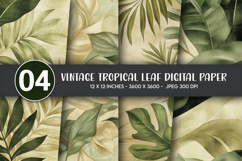 Vintage Tropical Leaf Digital Paper Product Image 1