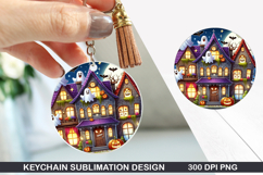 Halloween House Keychain Sublimation -Halloween Keychain PNG Product Image 1