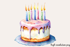 Birthday Watercolor Clipart Bundle PNG Product Image 9