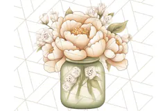 Flowers in Glass Jars PNG, Rustic Floral Watercolor Clipart Product Image 2