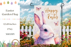 Happy Easter Garden Flag Template, Easter Bunny PNG Product Image 1